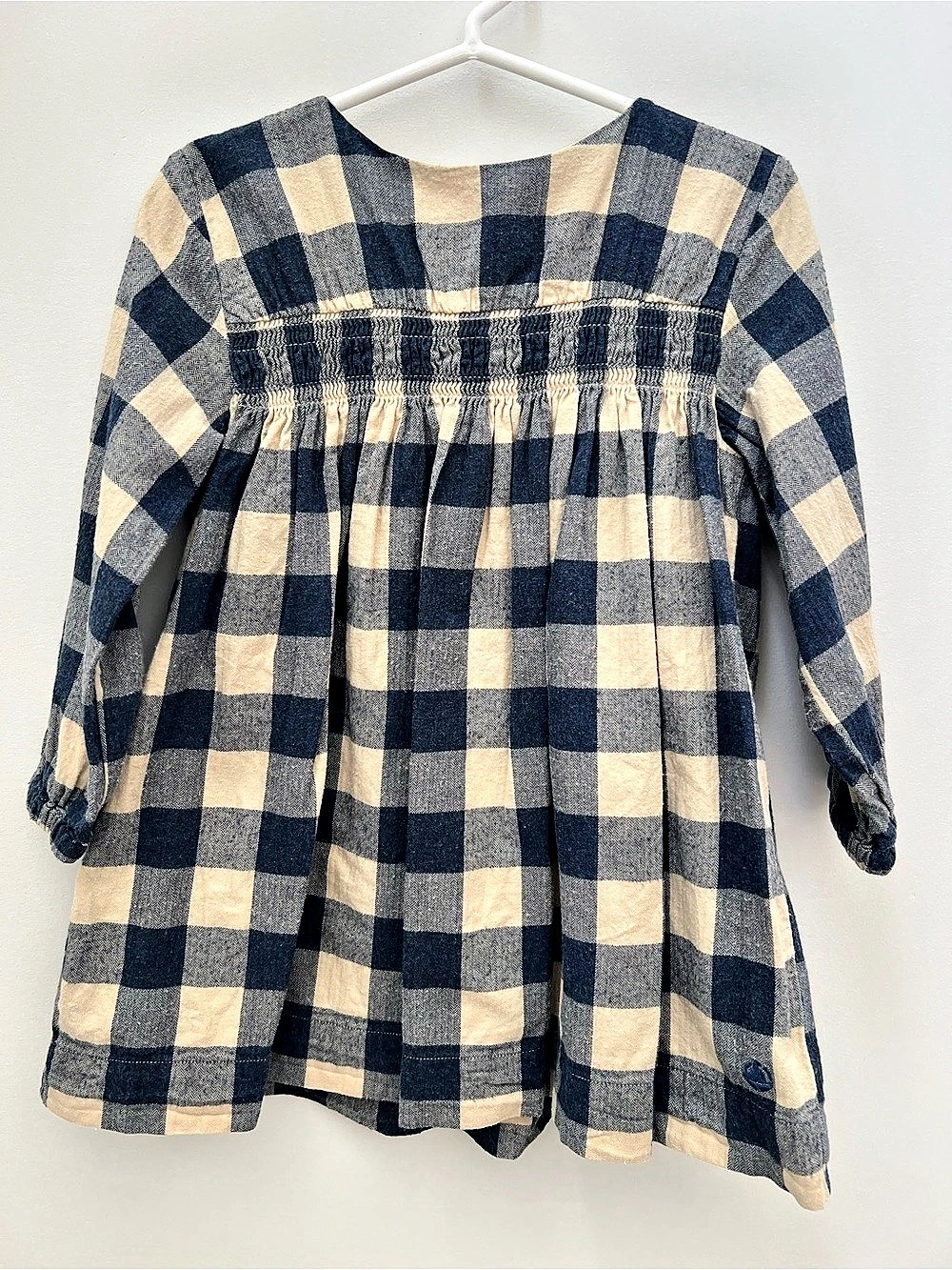 Petit Bateau Checkered Cotton Traditional Elegant Dress